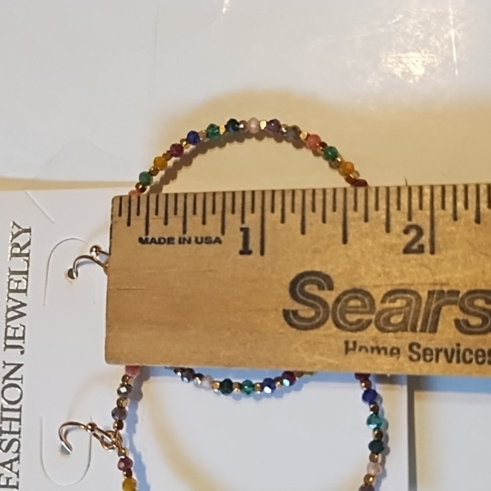 New Multicolor Beaded Hoop Earrings - Picture 3 of 6